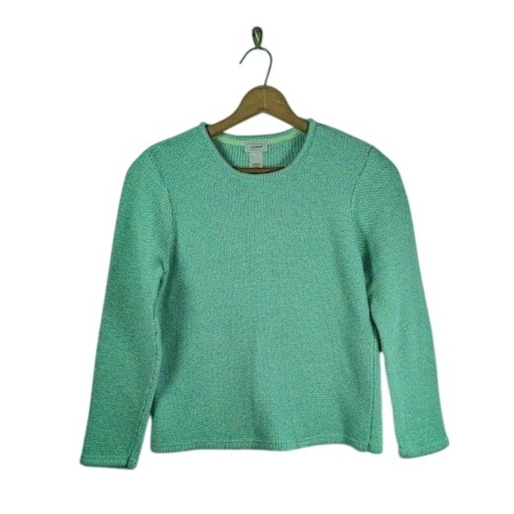 LL Bean Roll Neck Knit Sweater Womens Size Medium Marbled Fisherman Chunky Heavy